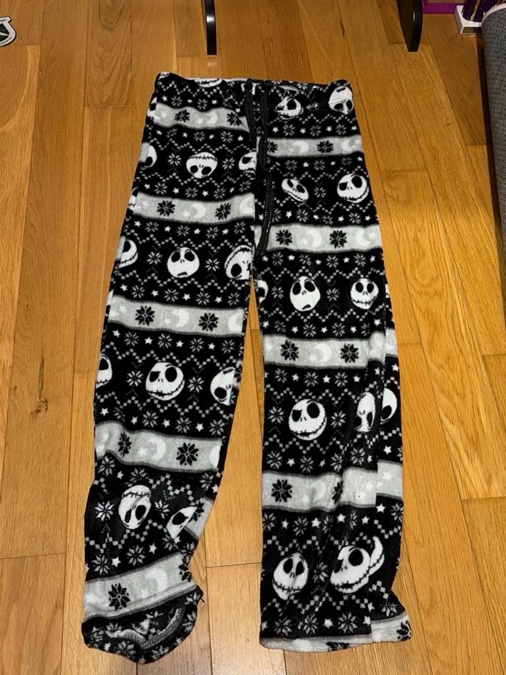 Kids Black & White Jack Skellington Fleece Pajama Pants
